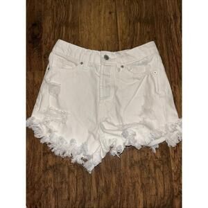 Wild Fable White Cutoff Shorts Highest Rise Sz 00 Distressed Denim Button Fly